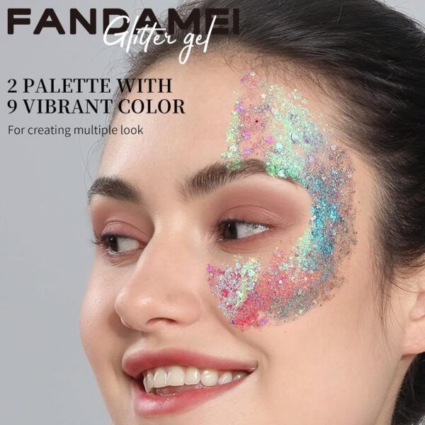 Fandamei Face Glitter Gel Review 18-Color Palette for Vibrant Body Makeup