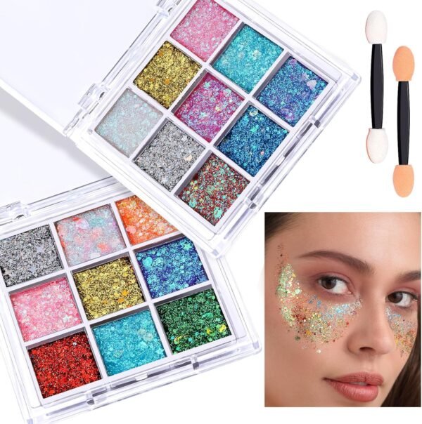 Fandamei Face Glitter Gel Review 18-Color Palette for Vibrant Body Makeup
