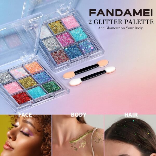 Fandamei Face Glitter Gel Review 18-Color Palette for Vibrant Body Makeup