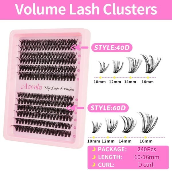 DIY Lash Extensions Cluster Kit Review Azenlo 40D 60D Volume False Lashes