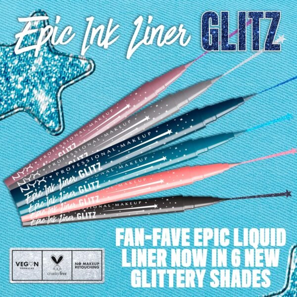 Waterproof Glitter Eyeliner Review NYX Professional Makeup Epic Ink Glitz Performance
